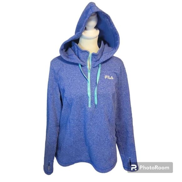 Fila Blue Women's 1/4 Zip Pullover Hoodie Size Medium - Picture 2 of 7